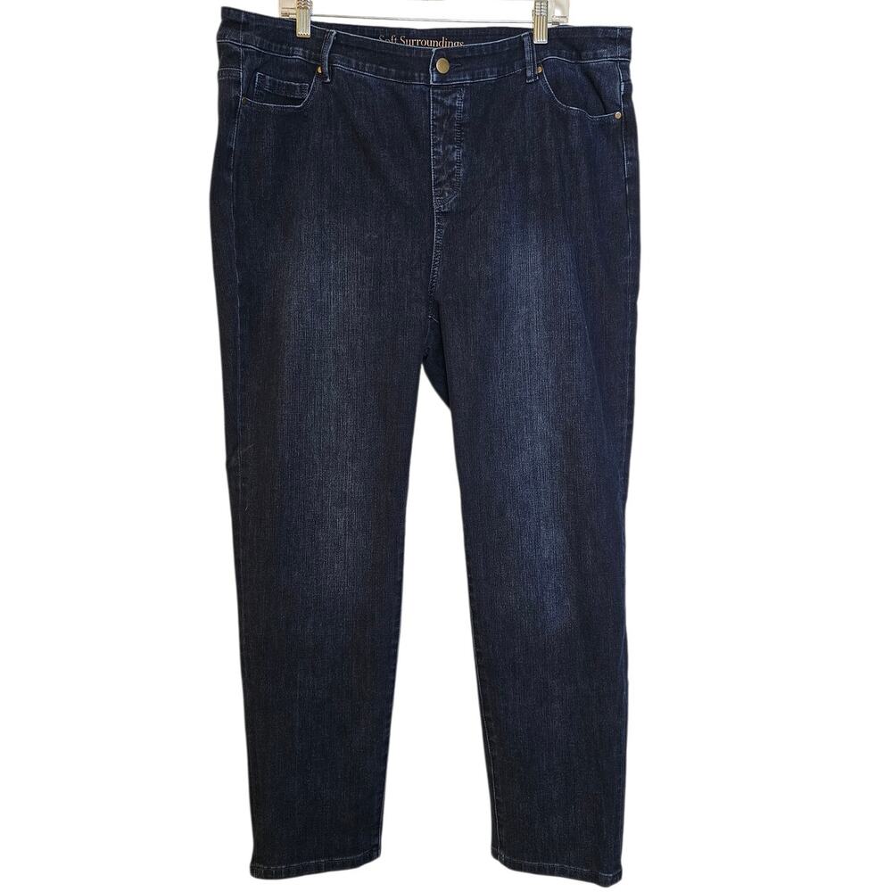 Soft Surroundings Dark Wash Boho Straight Leg Denim Jeans Size 1X